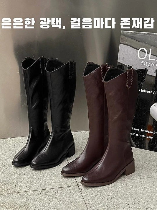 韓國霧感真皮V口長靴｜挺版修腿・氣場滿分的經典（L406）