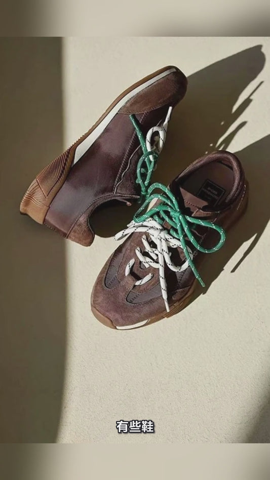 預售限定！F110｜韓國復古撞色真皮休閒鞋